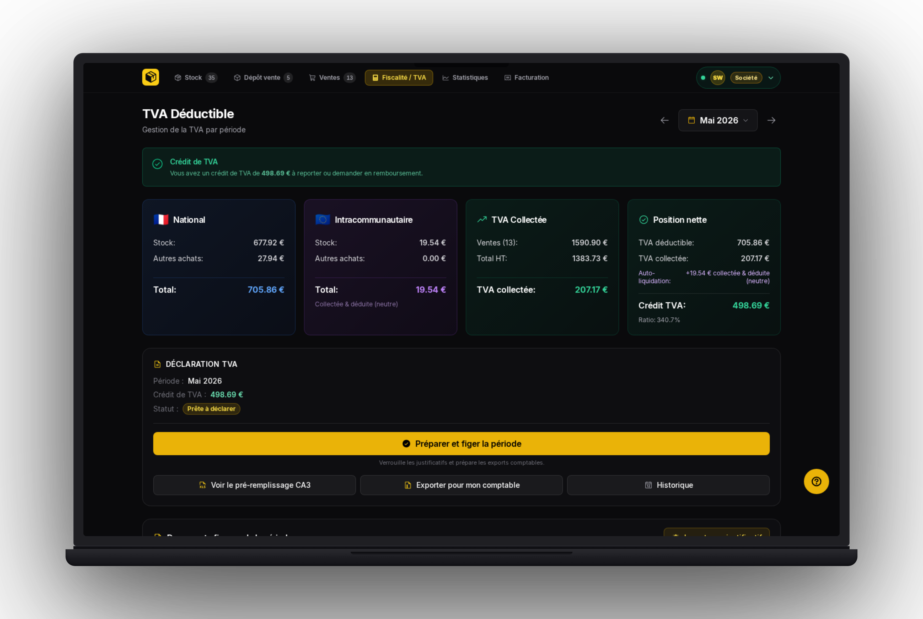 WhatStock — module fiscalité et exports comptables prêts pour cabinet